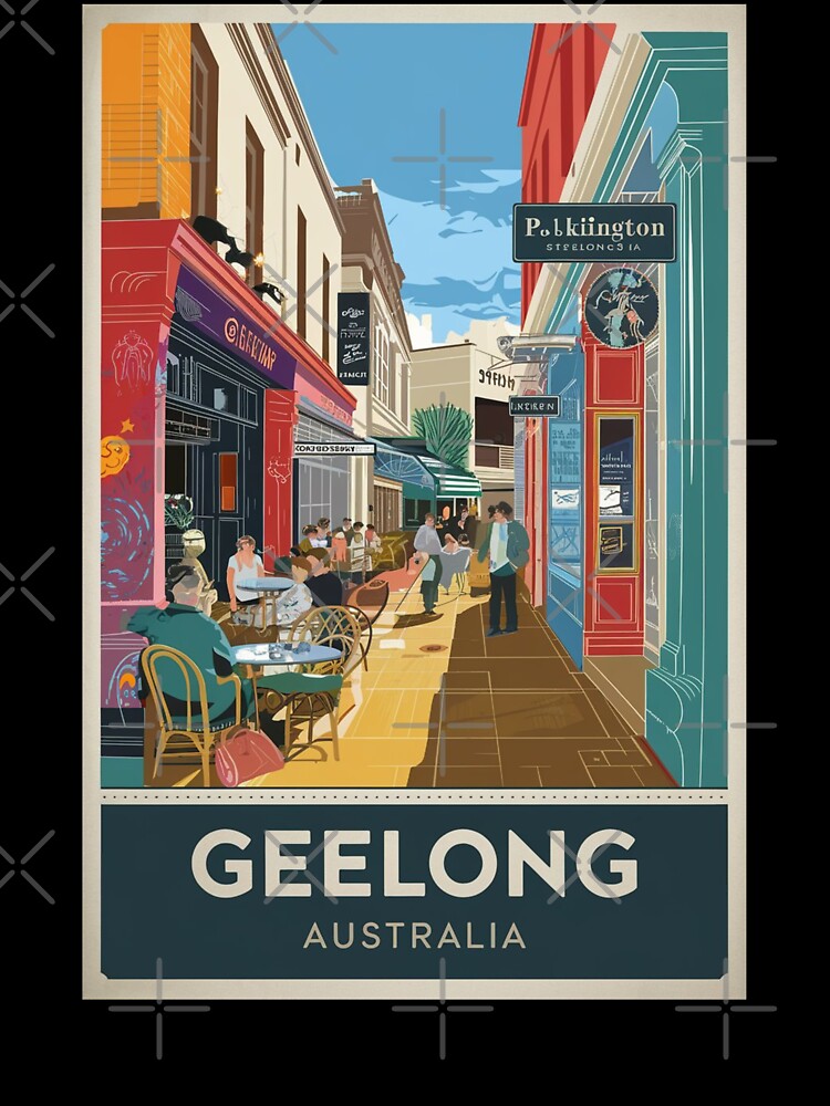 Geelong Vintage Travel Poster by TravelerRat Unisex , , , Long Sleeve Tee