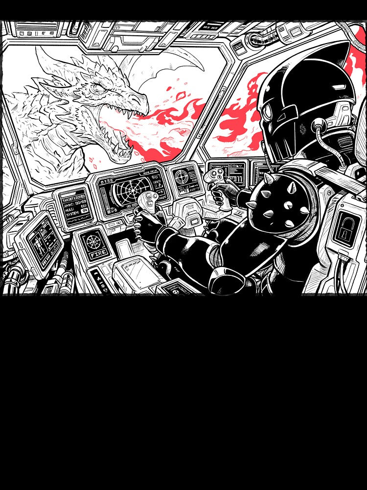 Robot vs. Dragon by coyotegrey