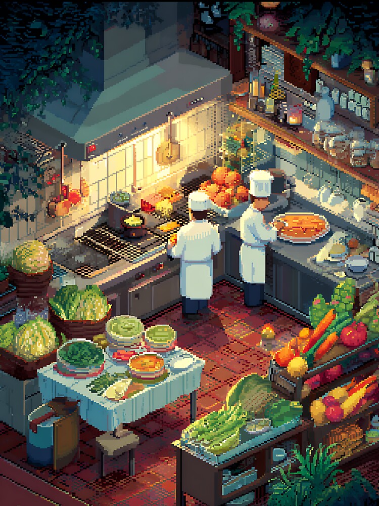 Retro Pixel Art Food by bapupa Unisex , , , Long Sleeve Tee