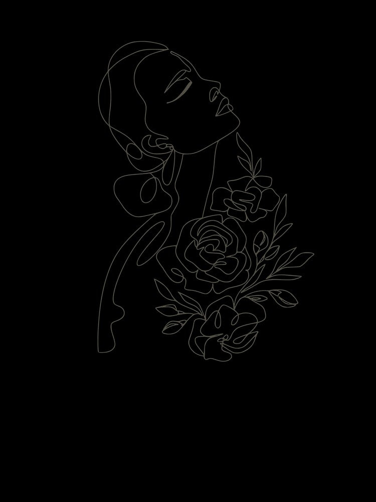 Minimalist One Line Art: Woman and Flowers Abstract Sketch by ZentroShop