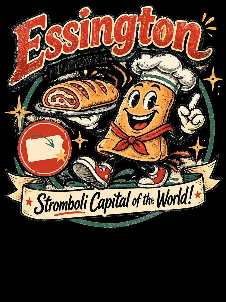 Essington, PA - Stromboli Capital of the World - Vintage Mascot by The Masked Designer Unisex , , , Long Sleeve Tee