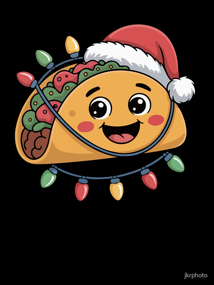 Christmas Taco with Santa Hat by jkrphoto Unisex , , , Long Sleeve Tee