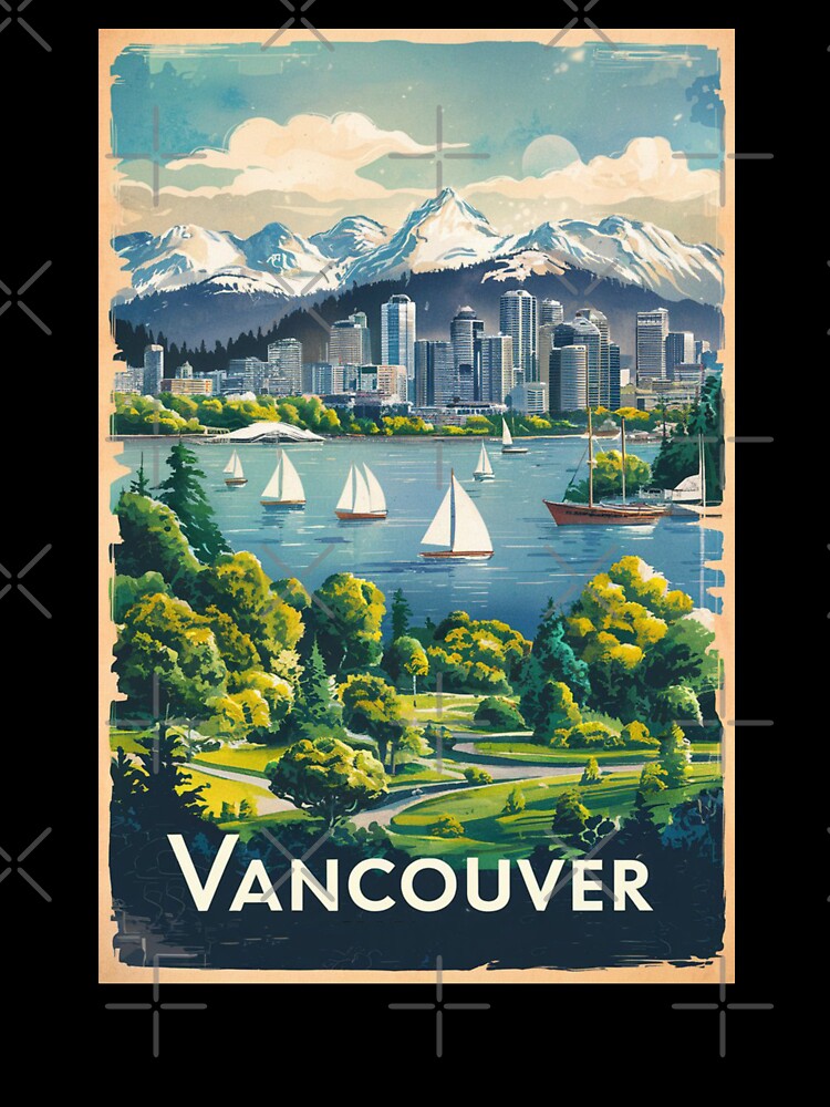 Vancouver Vintage Travel Poster by TravelerRat Unisex , , , Long Sleeve Tee