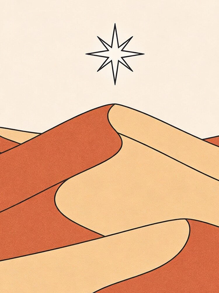 Minimalist Desert Dunes with Star Sun by GraceNGoods