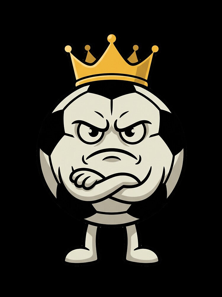 Grumpy King Soccer Ball Cartoon Character by BoyleDesignShop