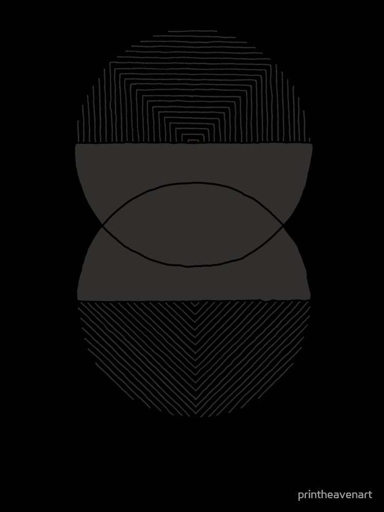 Circle B&W Pieces Abstract Geometric by printheavenart