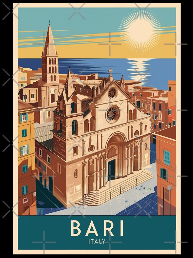 Bari Vintage Travel Poster by TravelerRat Unisex , , , Long Sleeve Tee