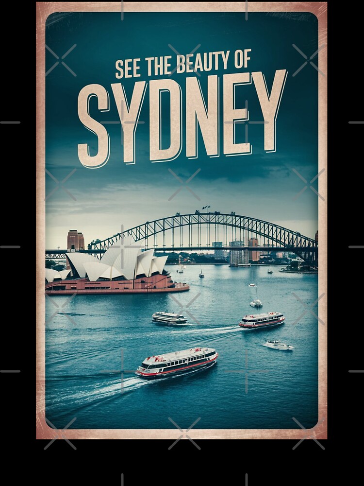 Sydney Vintage Travel Poster by TravelerRat Unisex , , , Long Sleeve Tee