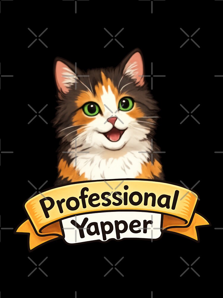 Professional Yapper: Cute Calico Cat Talking Art by MalisoStickers Unisex , , , Long Sleeve Tee