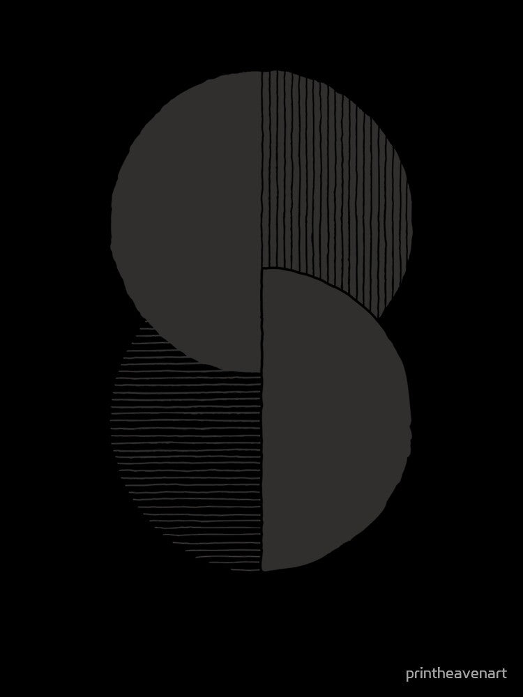 Circle B&W Pieces Abstract Geometric #2 by printheavenart