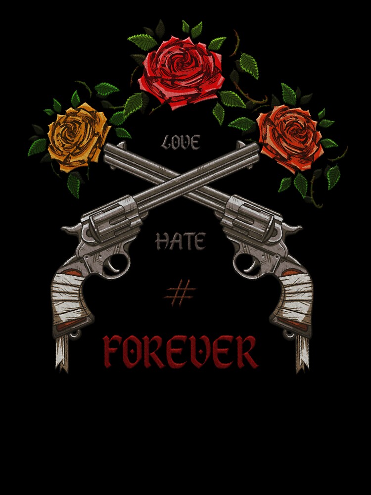 love, hate forever - guns and roses embroidery iron patch textured graphic artwork by hayrpictures