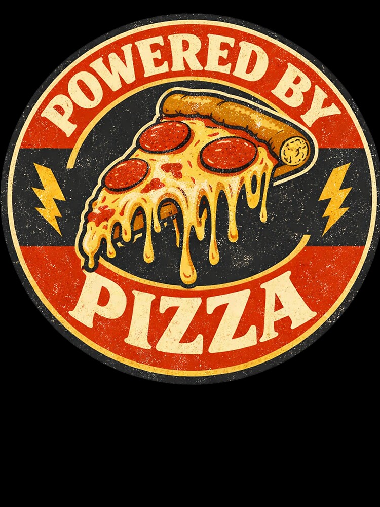 Powered by Pizza – Funny Pizza Lover Food Humor Design by rushaib Unisex , , , Long Sleeve Tee