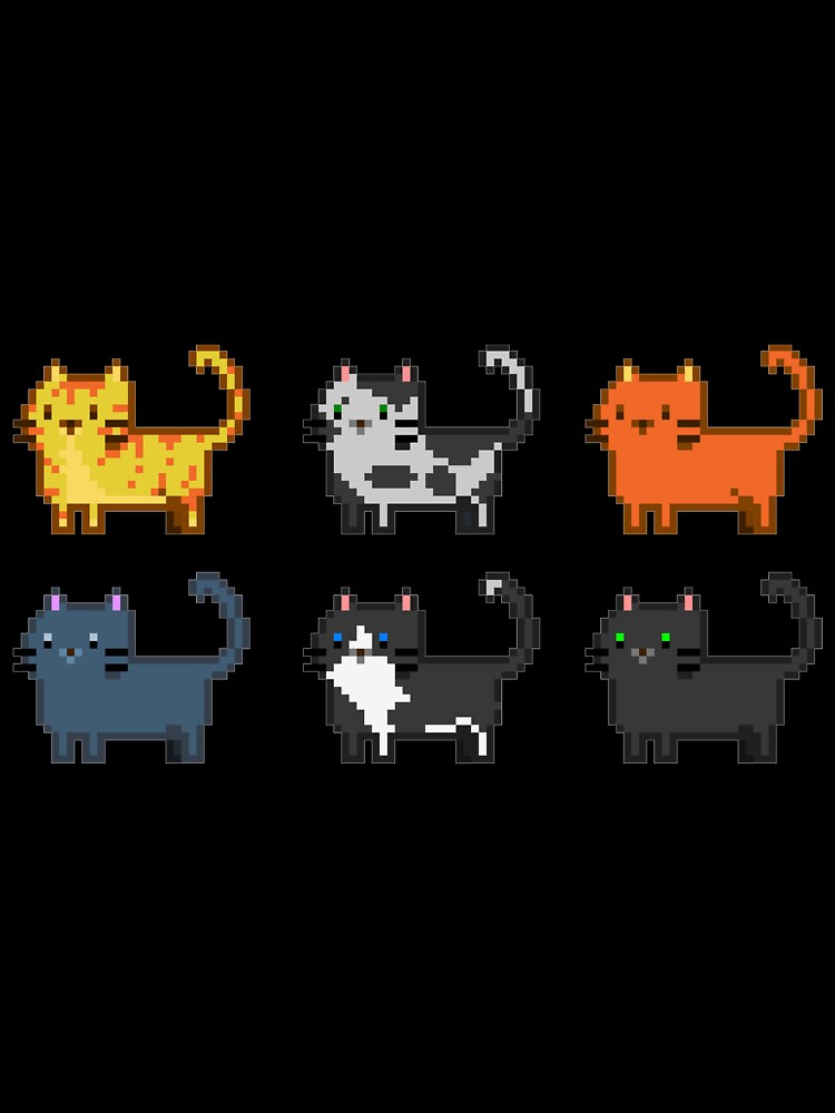 Cute Pixel Cats Two Rows by With Love, InspireMari Unisex , , , Long Sleeve Tee