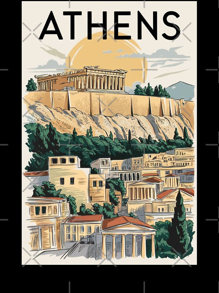 Athens Vintage Travel Poster by TravelerRat Unisex , , , Long Sleeve Tee