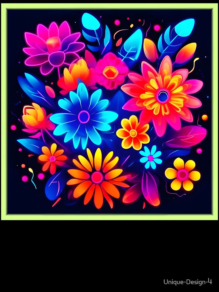 Vibrant Neon Floral Art by Health And Fitness Posts e-Store