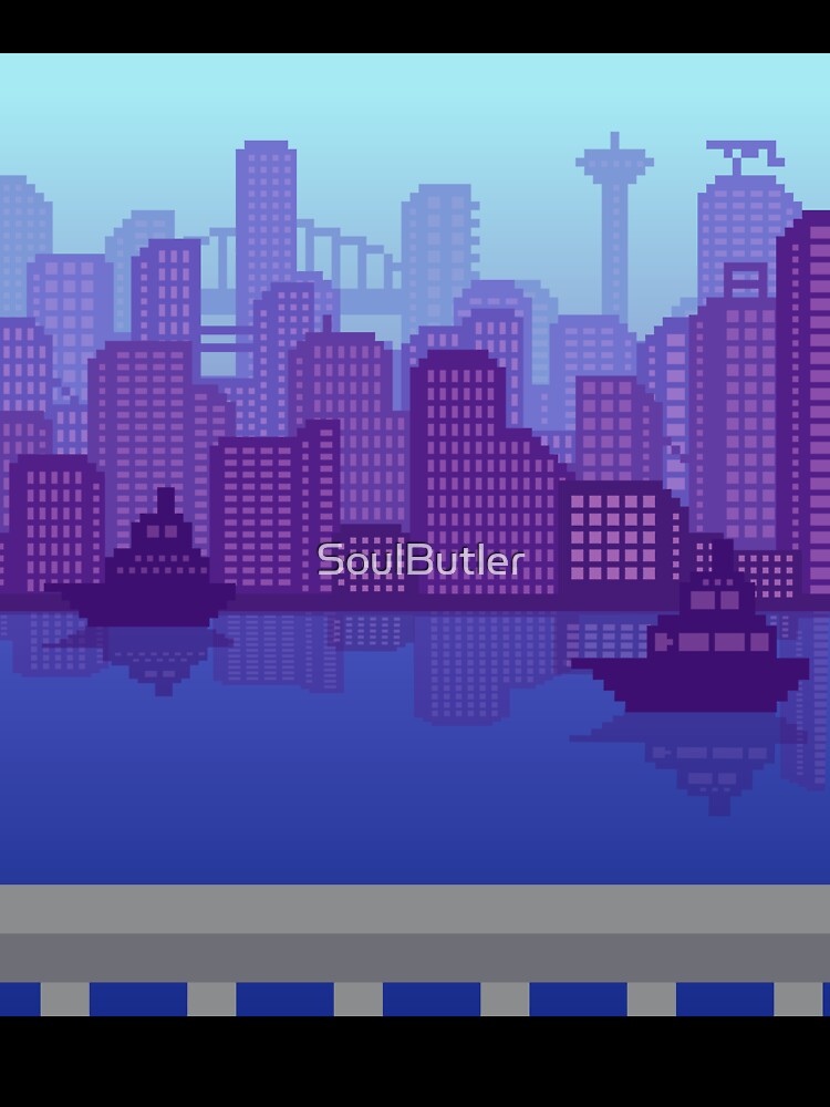 Ocean Pixel City by SoulButler Unisex , , , Long Sleeve Tee
