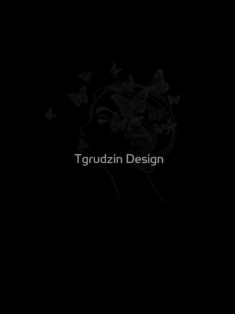 Butterflies Over Worries Minimalist Line Portrait Art by Tgrudzin Design