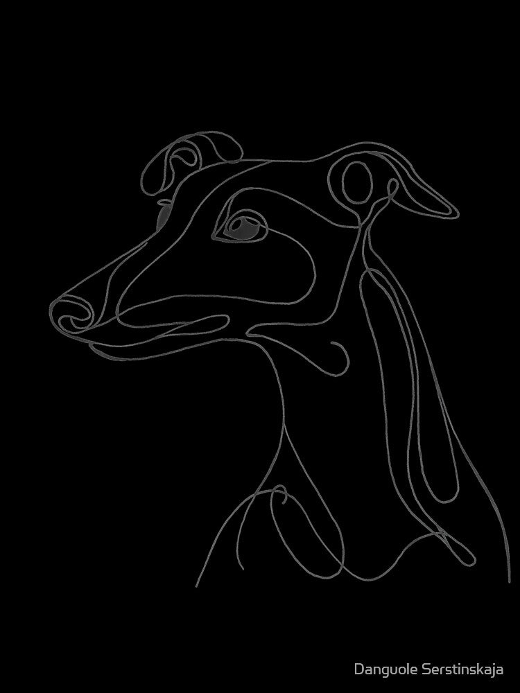 Hand Drawn Greyhound Line Art - Minimalist Design Square Sticker by Brush & Soul