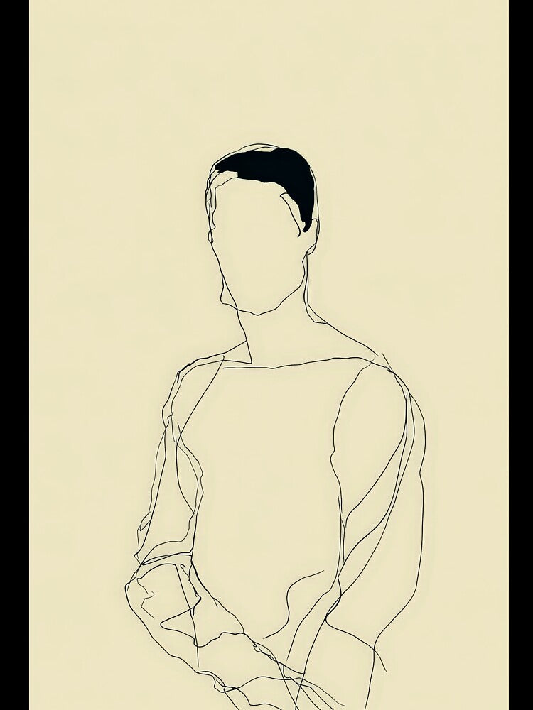 Faceless Man Minimalist Line Art Portrait by Atlas Kai