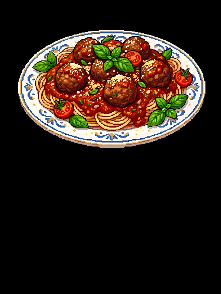 Meatballs Spaghetti Retro Pixel Art by BrunoLinuxArt Unisex , , , Long Sleeve Tee