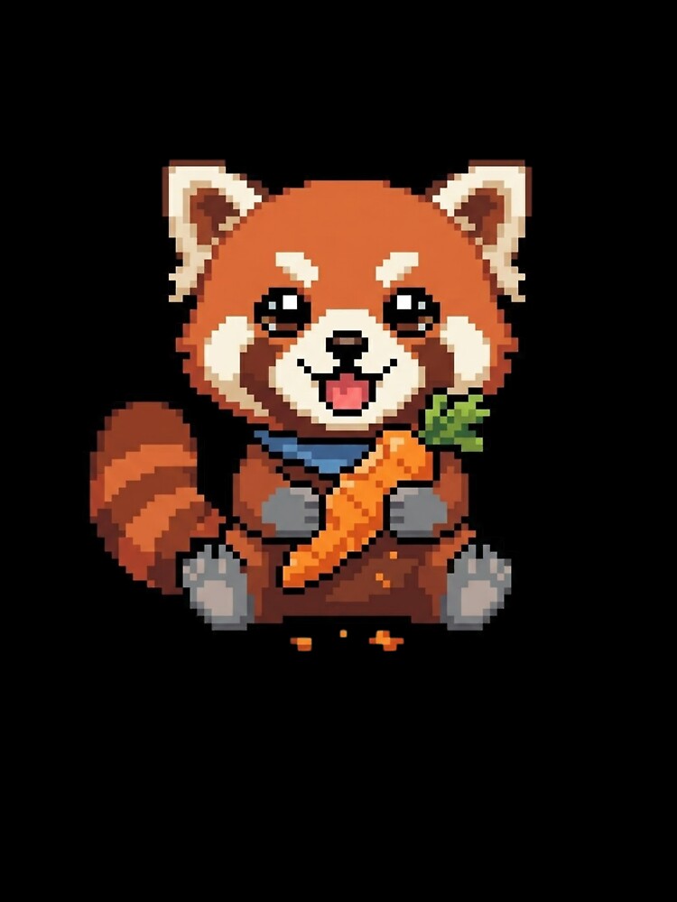 Red Panda Eating Pixel Art by BhadzCheetah Unisex , , , Long Sleeve Tee
