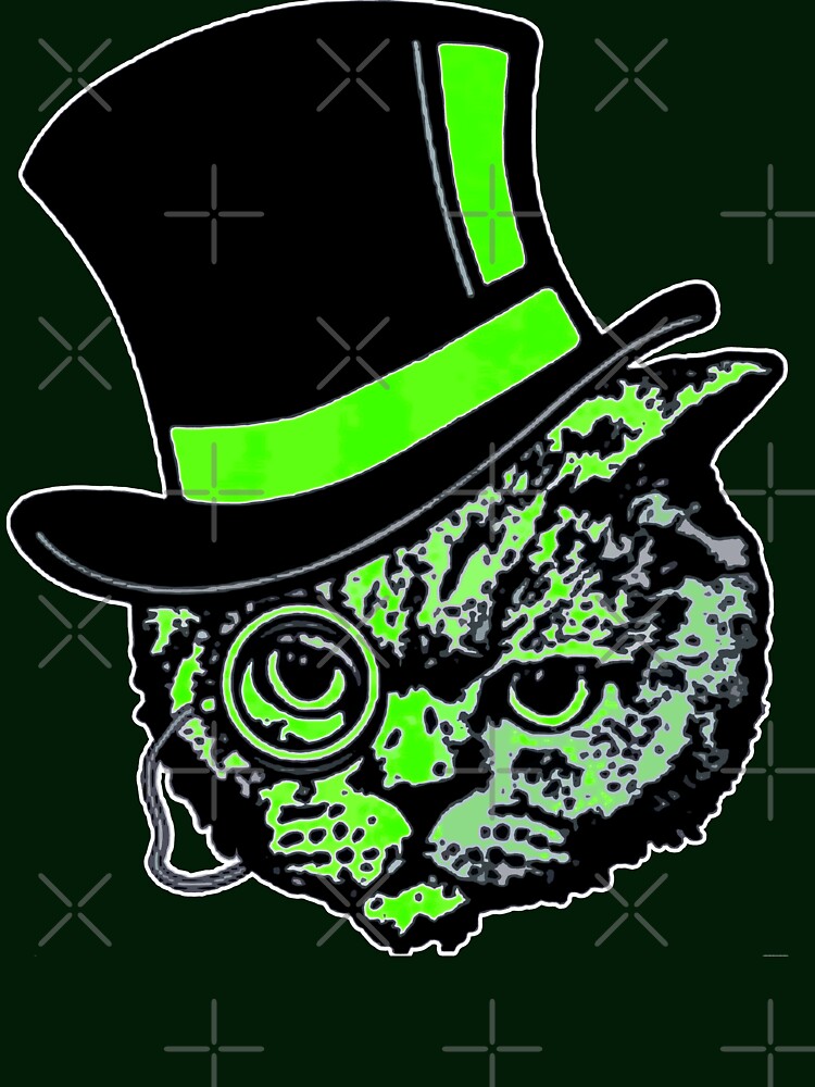 Green Cosmopolitan Cat by Mr-Burgher Unisex , , , Long Sleeve Tee