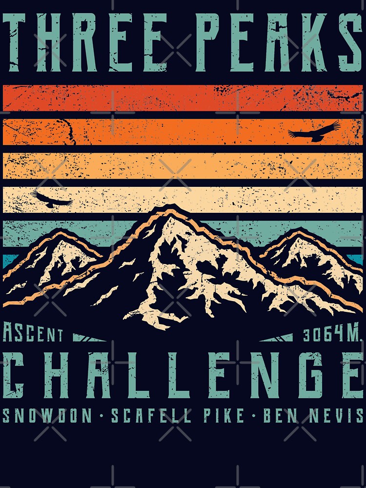 3 Peaks Challenge - Retro by TigerTom Design Unisex , , , Long Sleeve Tee