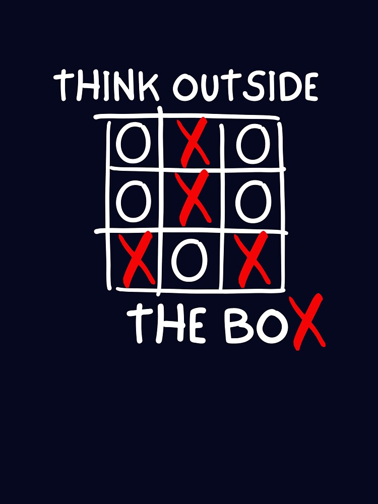 Think Outside the Box Tick Tac Toe (Light on Dark) by 0ffTh3Cuff Unisex , , , Long Sleeve Tee