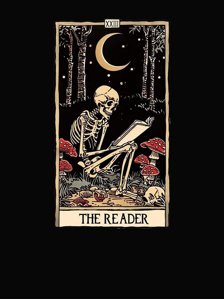 The Reader antique tarot cartomancy - skull and mushrooms with moon by Fantasy Cache