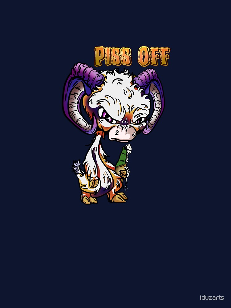 Purple and Orange Cartoon Drink GOAT - Piss Off by iduzarts Unisex , , , Long Sleeve Tee