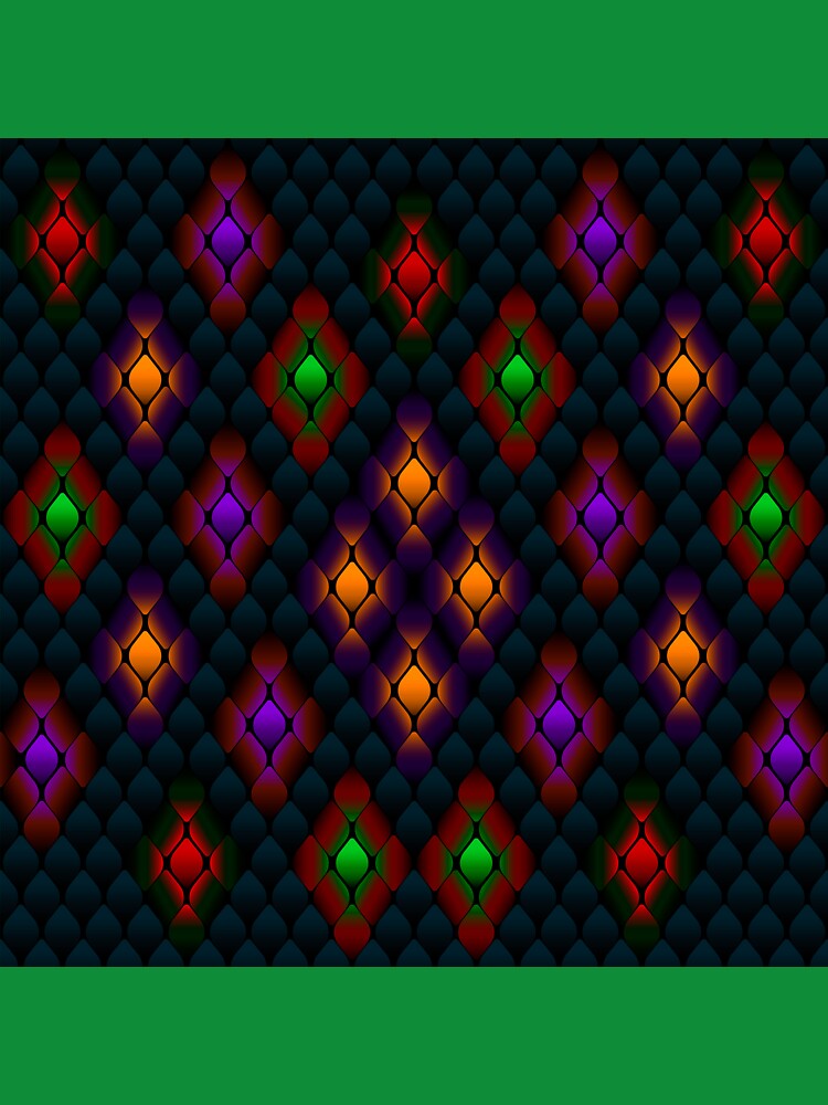 Glowing Jewel Scale Pattern - Dark Rainbow Mosaic Seamless Design by Ihor Ivanov