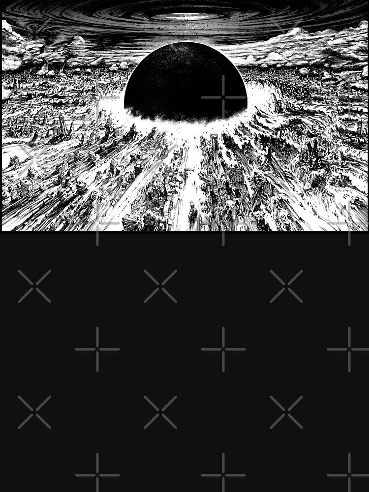 Akira cyberpunk city explosion poster monochrome by Neromancer Unisex , , , Long Sleeve Tee