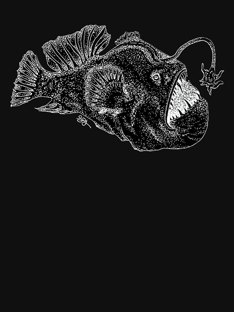 Anglerfish (black) by the.martian.heron Unisex , , , Long Sleeve Tee