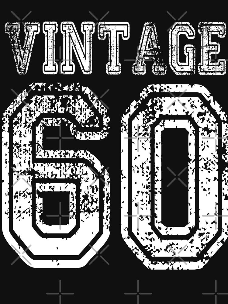 Vintage 60 2060 1960 Birthday Gift Age Year Old Boy Girl Cute Funny Man Woman Jersey Style by arcadetoystore