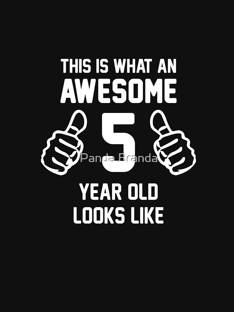Awesome 5 Year Old Shirt Funny 5th Birthday Great Gift for A Kid, Child Short-Sleeve Jersey Tee by Panda Branda