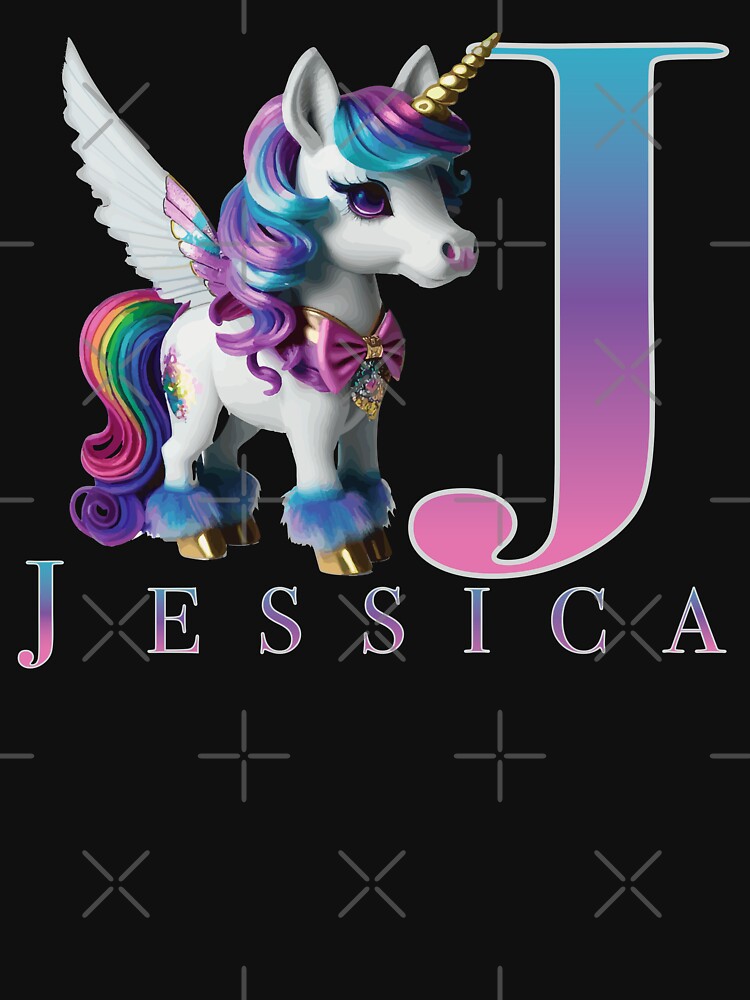 Jessica name with a cute unicorn by Lubellebubble20 Unisex , , , Long Sleeve Tee