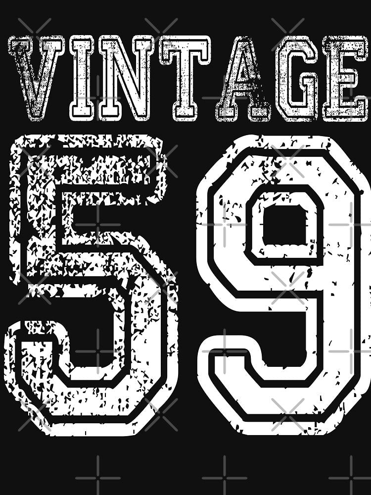 Vintage 59 2059 1959 Birthday Gift Age Year Old Boy Girl Cute Funny Man Woman Jersey Style by arcadetoystore