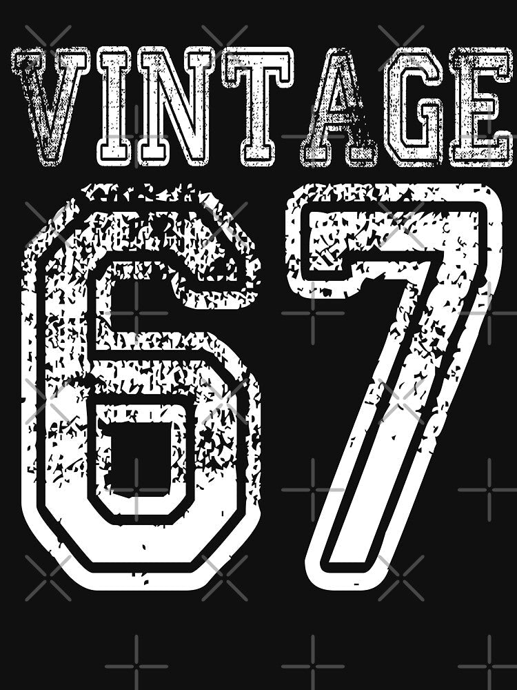 Vintage 67 2067 1967 Birthday Gift Age Year Old Boy Girl Cute Funny Man Woman Jersey Style by arcadetoystore