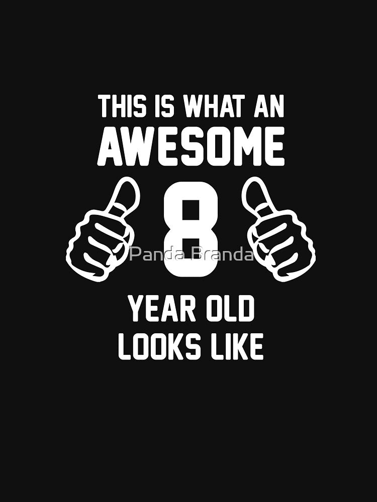 Awesome 8 Year Old Shirt Funny 8th Birthday Great Gift for A Kid, Child Short-Sleeve Jersey Tee by Panda Branda