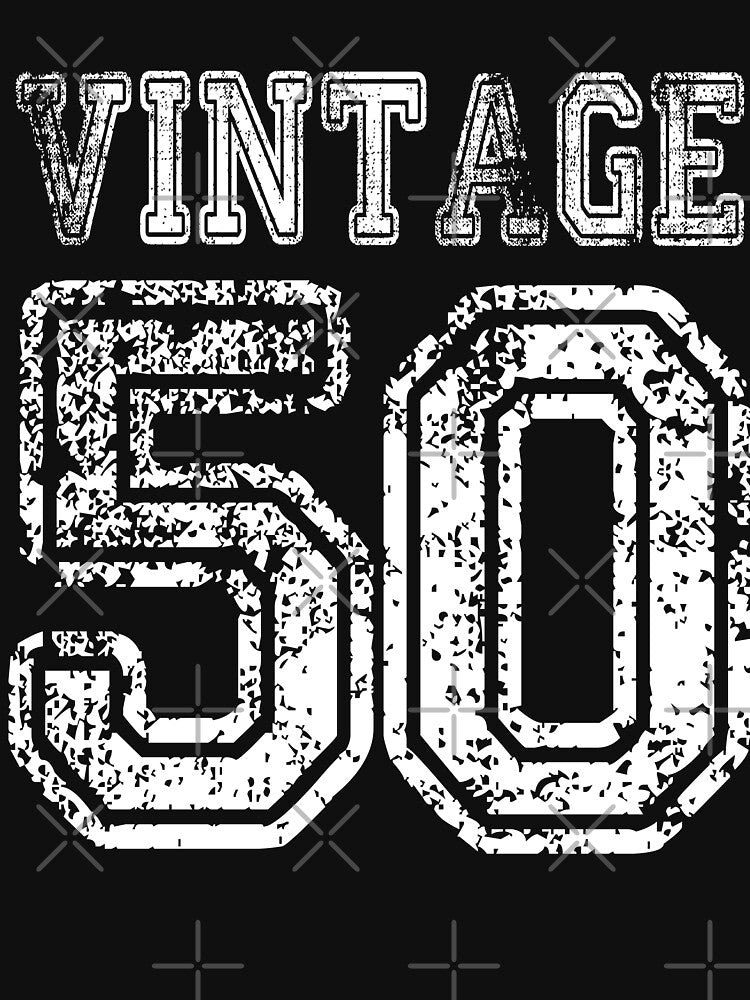 Vintage 50 2050 1950 Birthday Gift Age Year Old Boy Girl Cute Funny Man Woman Jersey Style by arcadetoystore