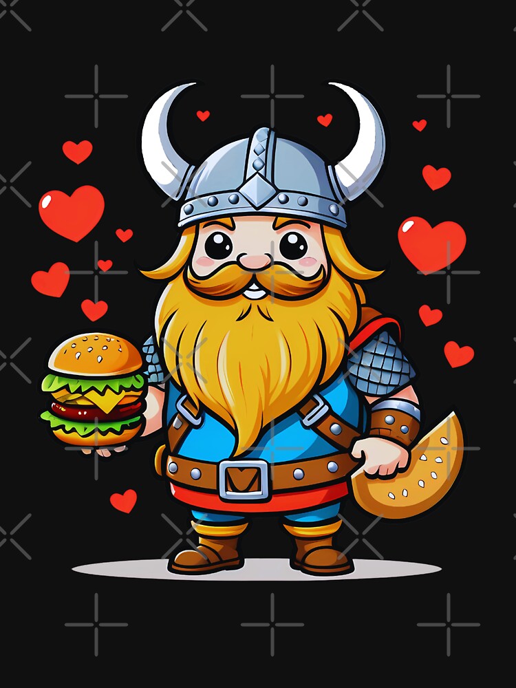 Viking Burger Lover, Kawaii Burger by saloui Unisex , , , Long Sleeve Tee