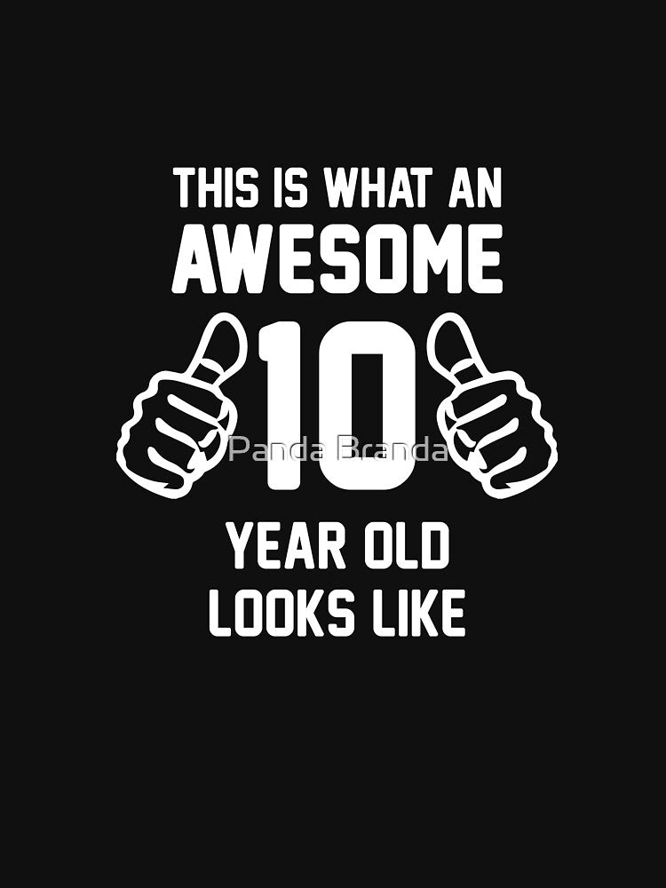 Awesome 10 Year Old Shirt Funny 10th Birthday Great Gift for A Kid, Child Short-Sleeve Jersey Tee by Panda Branda