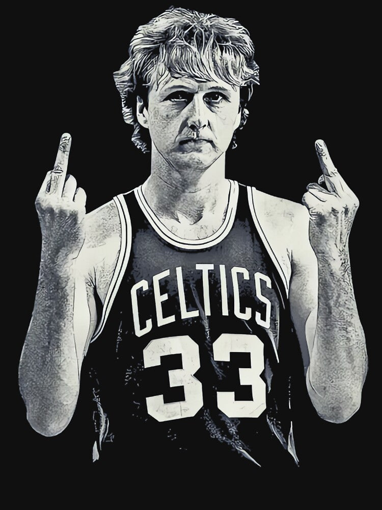 Larry Bird Middle Finger Retro 90S by Marjan Lotffy Unisex , , , Long Sleeve Tee