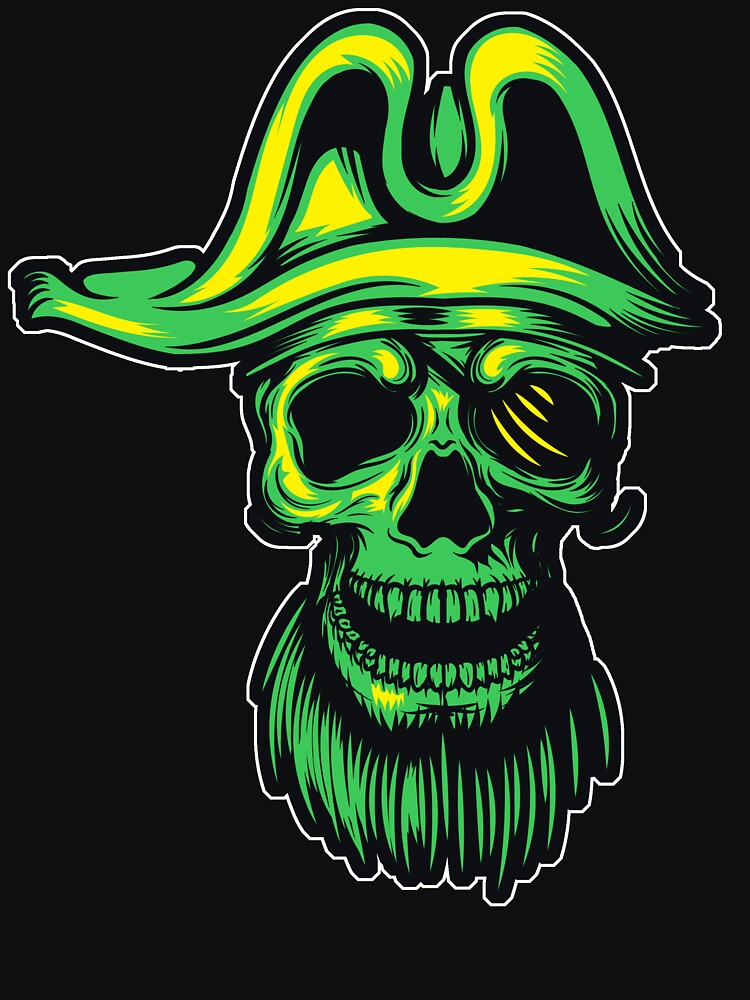 Green Pirate Skull by Fairyjam Unisex , , , Long Sleeve Tee