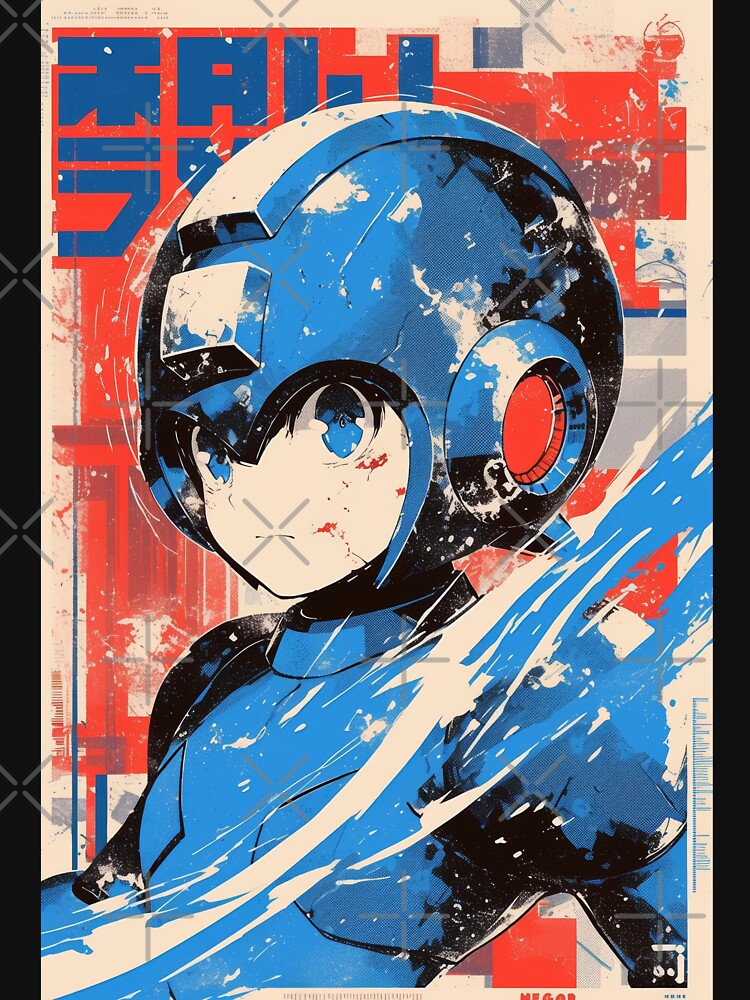 Mega Man Vintage Japanese Manga Cover by AnimeArsenalPrints Unisex , , , Long Sleeve Tee