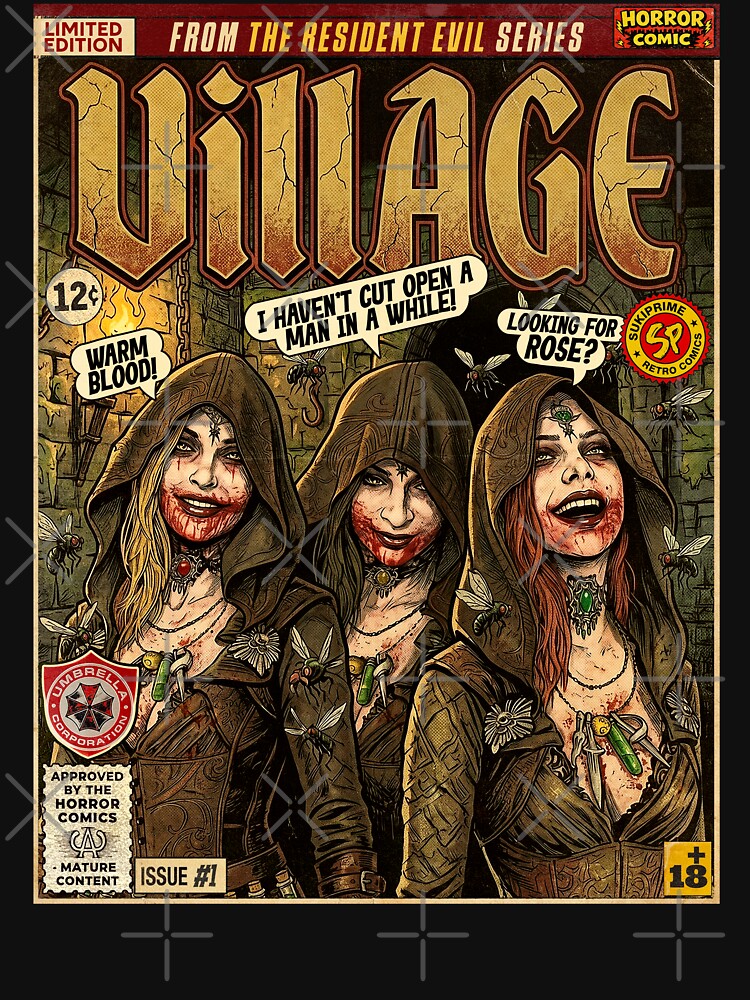 Resident Evil Village Dimitrescu Sisters Retro Comic Cover Art by Back2Collage