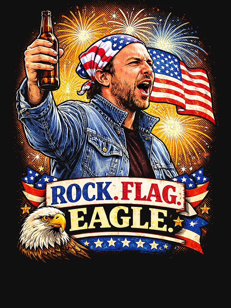 Rock, Flag, and Eagle by ChickenFund Unisex , , , Long Sleeve Tee