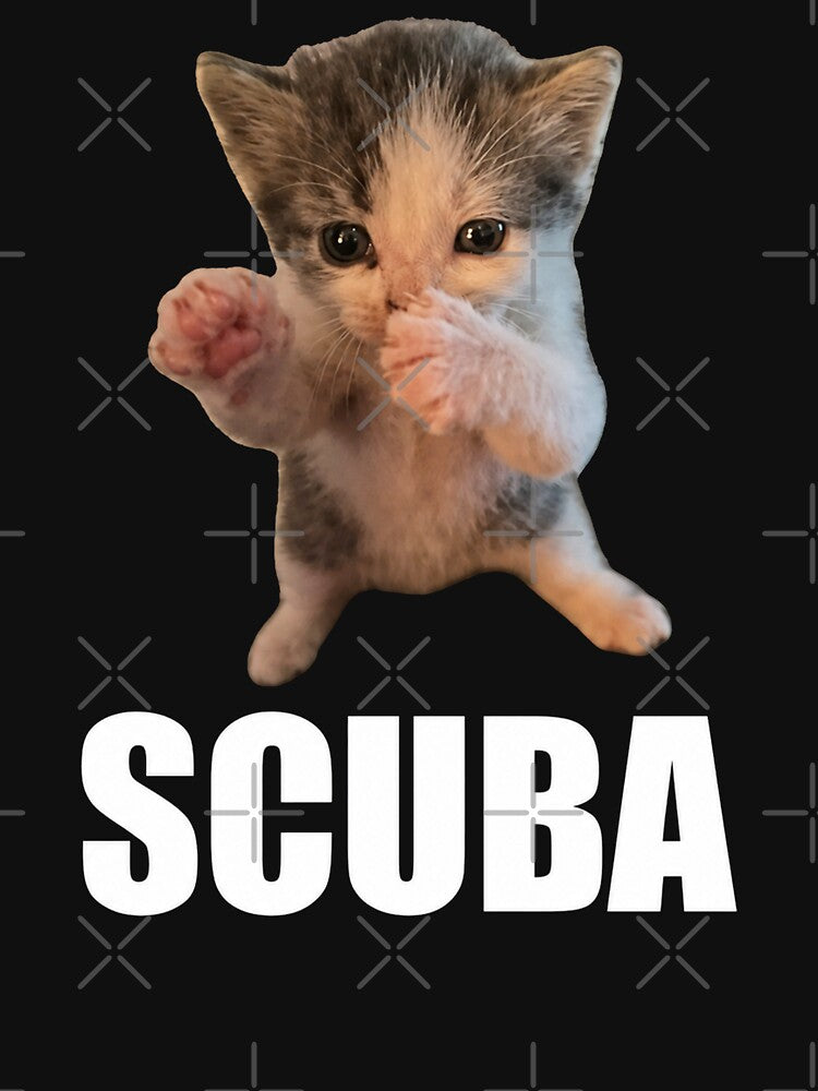 Cute Scuba Dancing Meme Cat Funny Scuba Meme by Starry Night Creative Art Unisex , , , Long Sleeve Tee