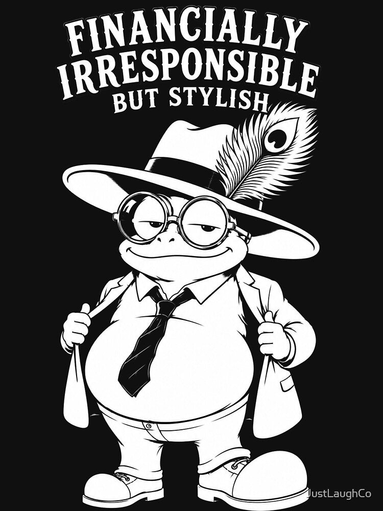 Financially Irresponsible But Stylish Frog by JustLaughCo Unisex , , , Long Sleeve Tee
