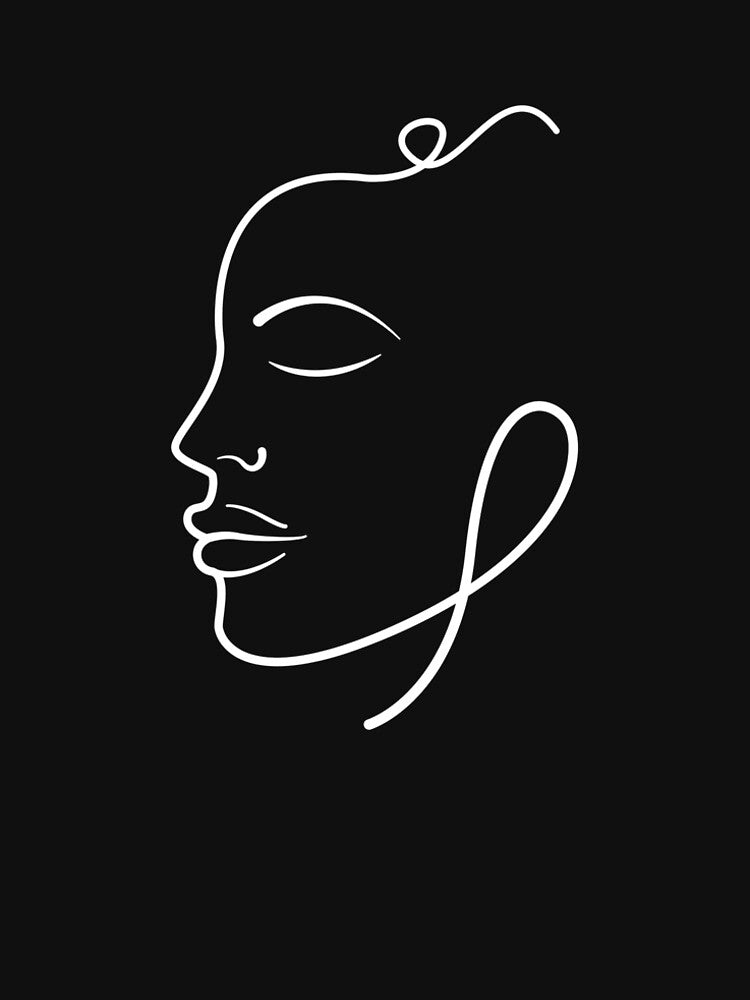 Face Line Art Minimalist T-Shirt - Dark Colors by SYLONStudio